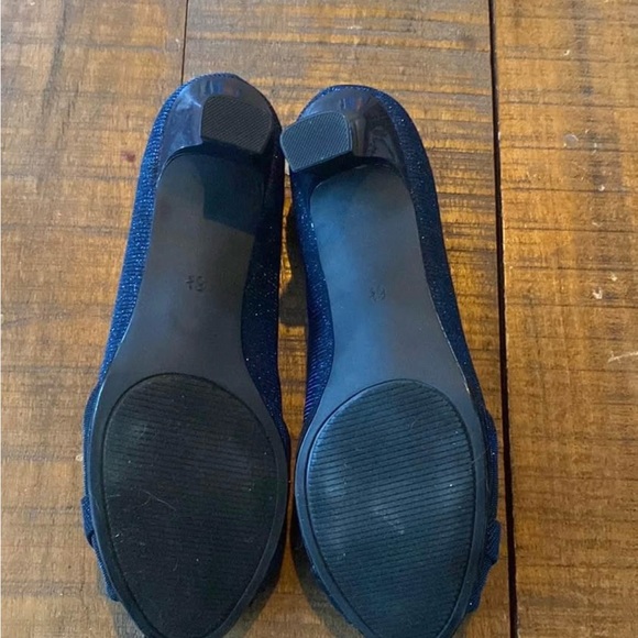 Amelia Grace Elegant Blue Sparkly Peep Toe Heels - Picture 5 of 5